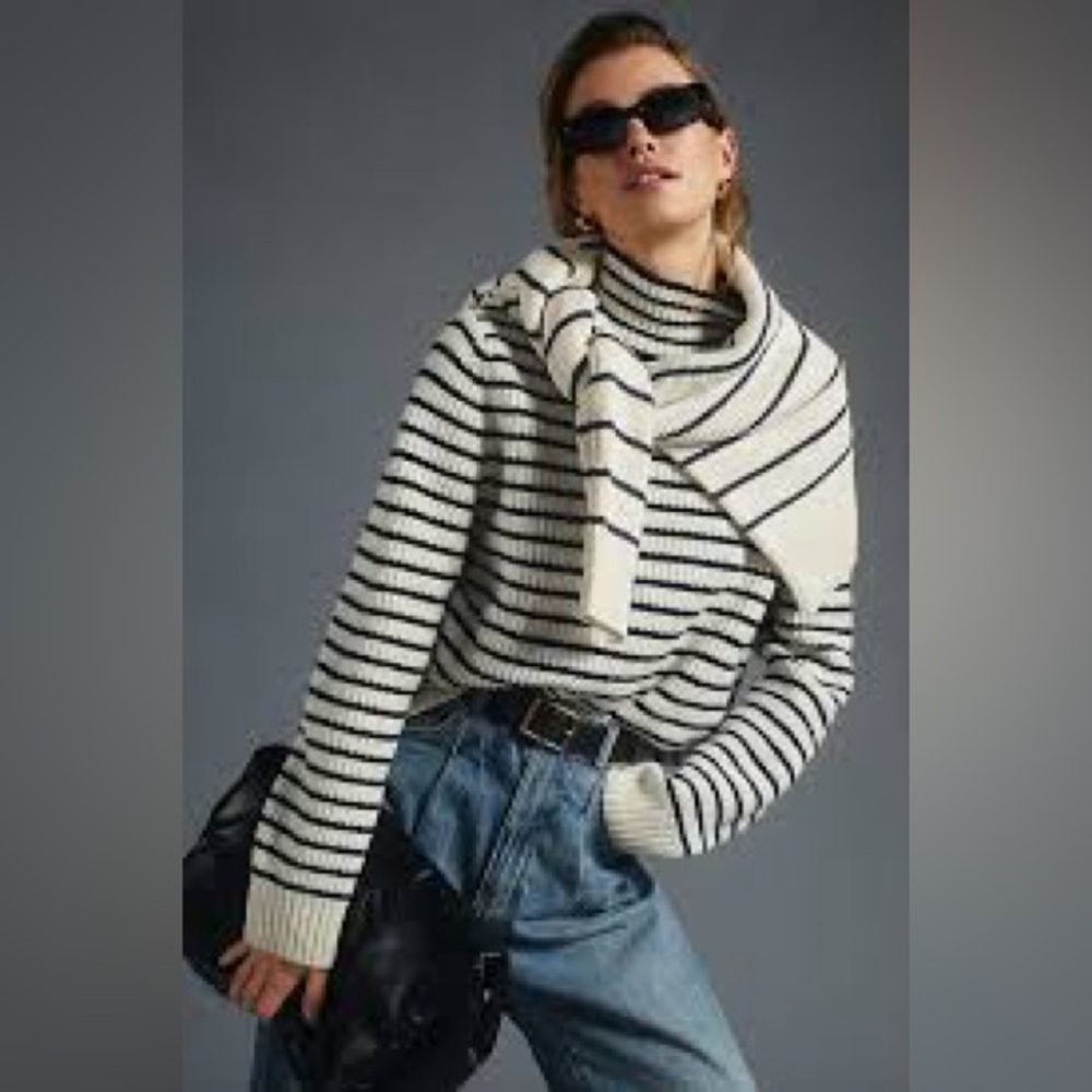KULE the Banks Striped Turtleneck